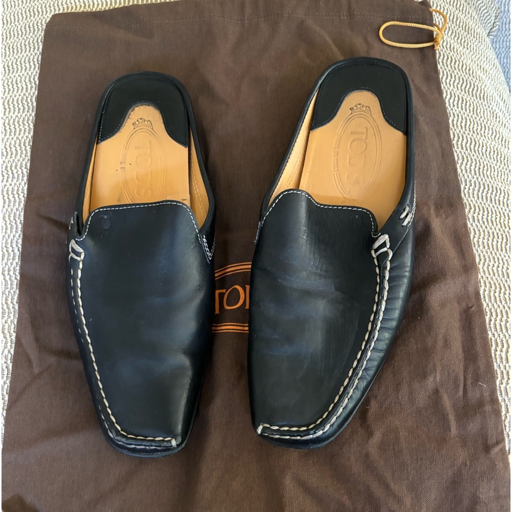 Classic Tod's Black Leather slip on mules EU 37.5